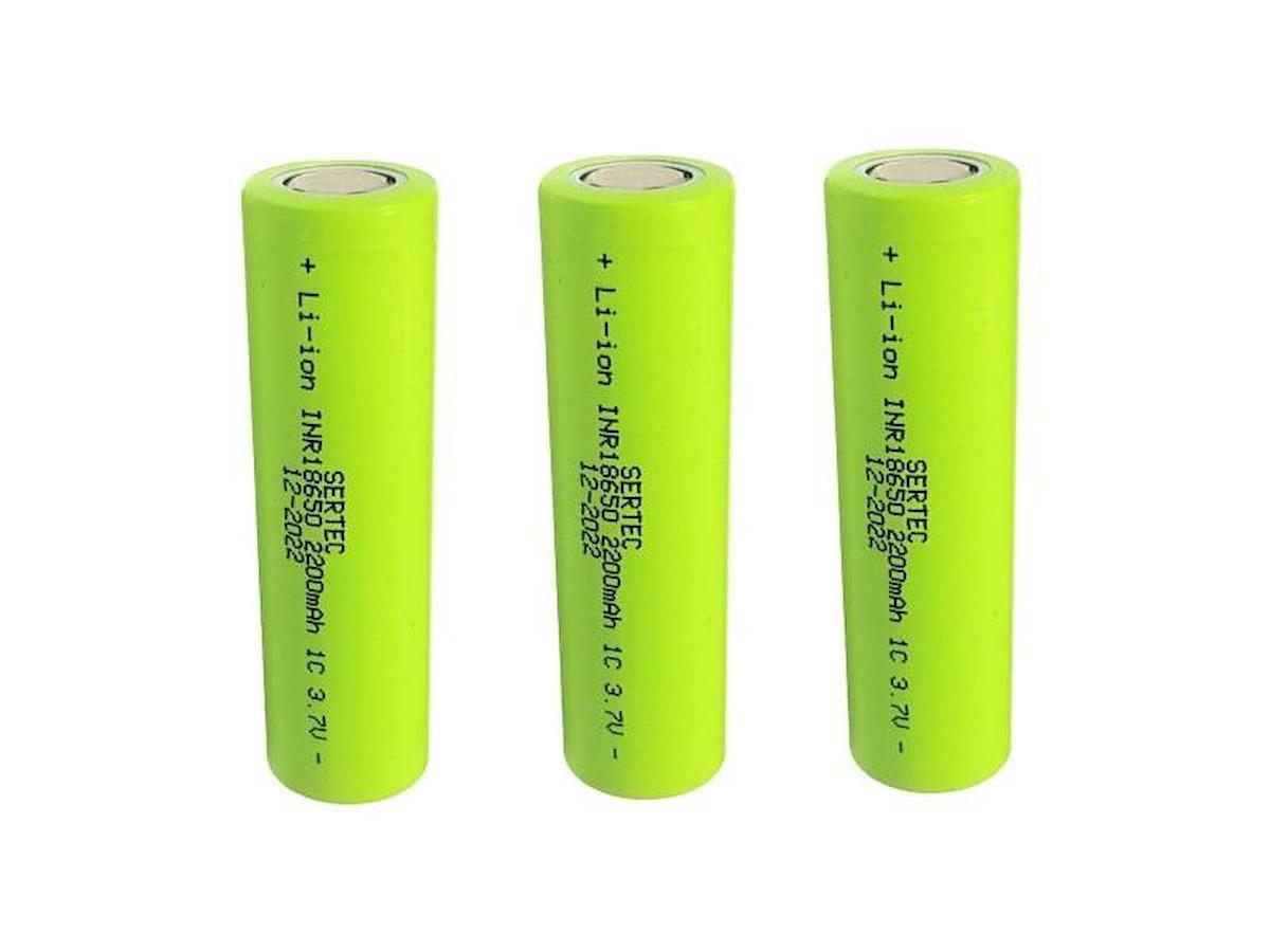 Sertec 18650 3.7 V 2200 mAh Li-ion Şarjlı Pil 3'lü