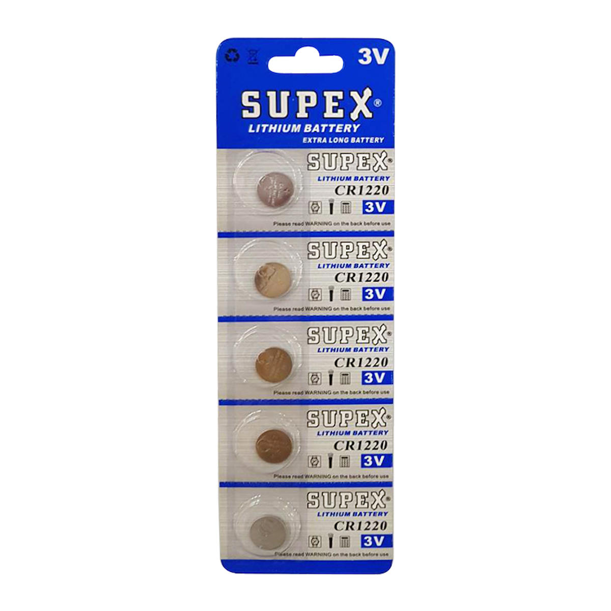 Supex CR1220 3 V Lityum Düğme Pil 5'li