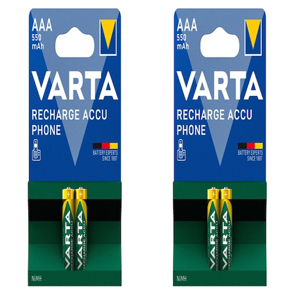 Varta 1.2 V 550 mAh Ni-Mh AAA / İnce Kalem Şarjlı Pil 4'lü