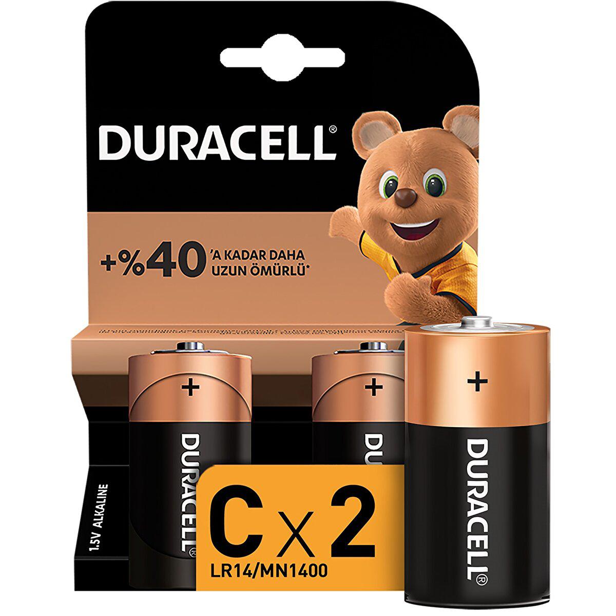 Duracell LR14/MN1400 1.5 V Alkalin C / Orta Pil 2'li