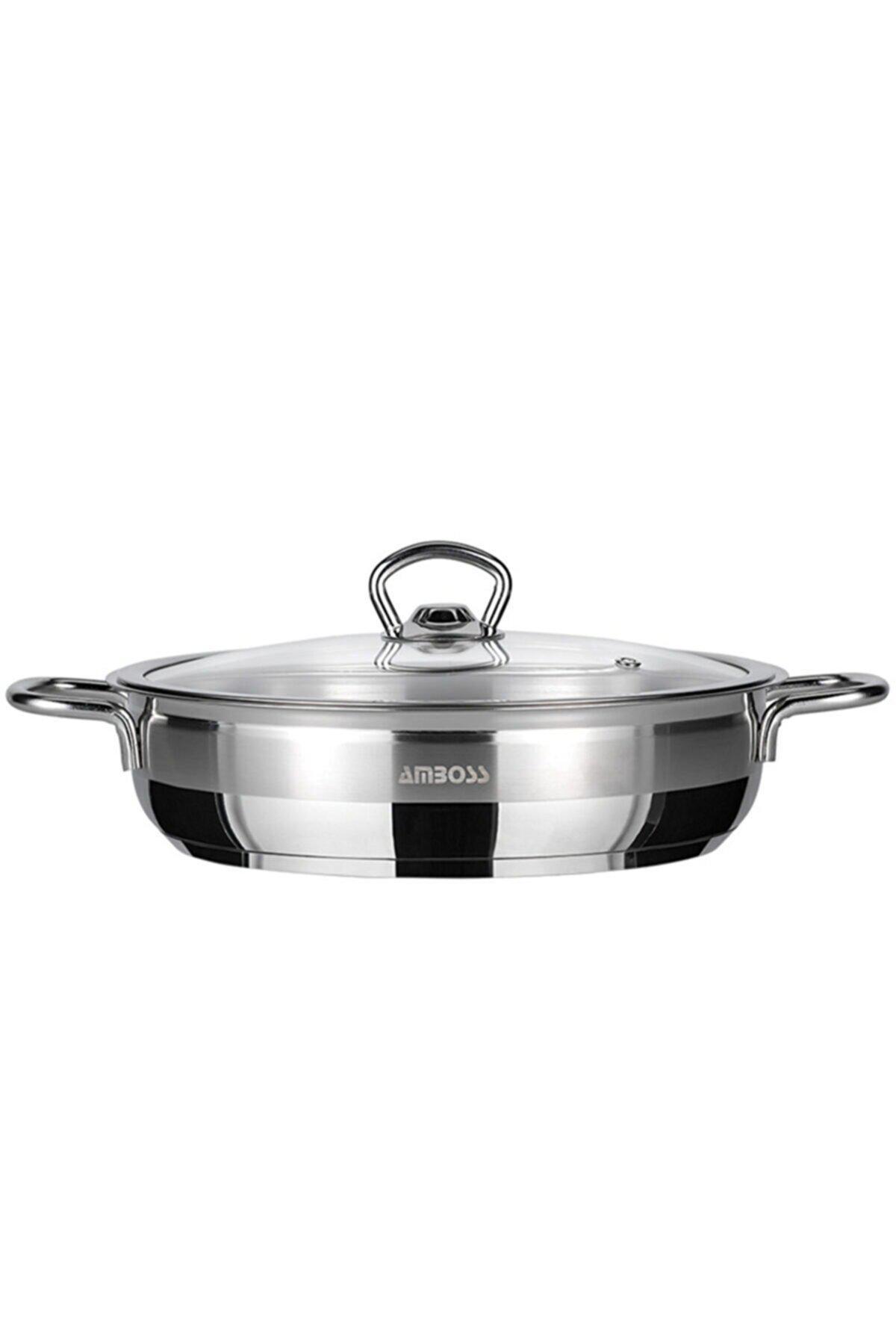 Amboss Saphire 8699297000390 Cam Kapaklı 24 cm Alüminyum Basık Tencere