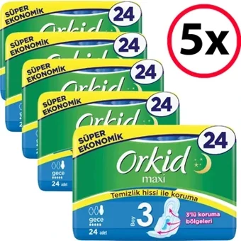 Orkid Maxi İnce 24'lü Hijyenik Ped 5 Adet
