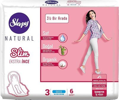 Sleepy Natural Slim Ekstra Organik İnce 6'lı Hijyenik Ped 1 Adet