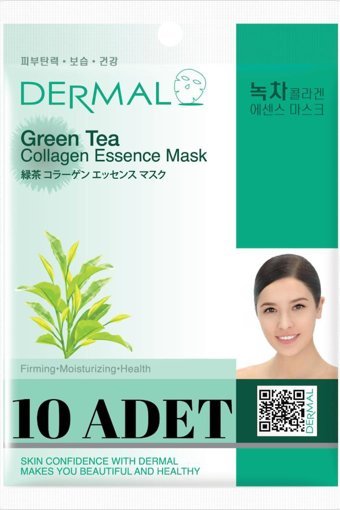 Dermal Collagen Essence Yeşil Çay Özlü Nemlendirici Kağıt Yüz Maskesi 10 Adet