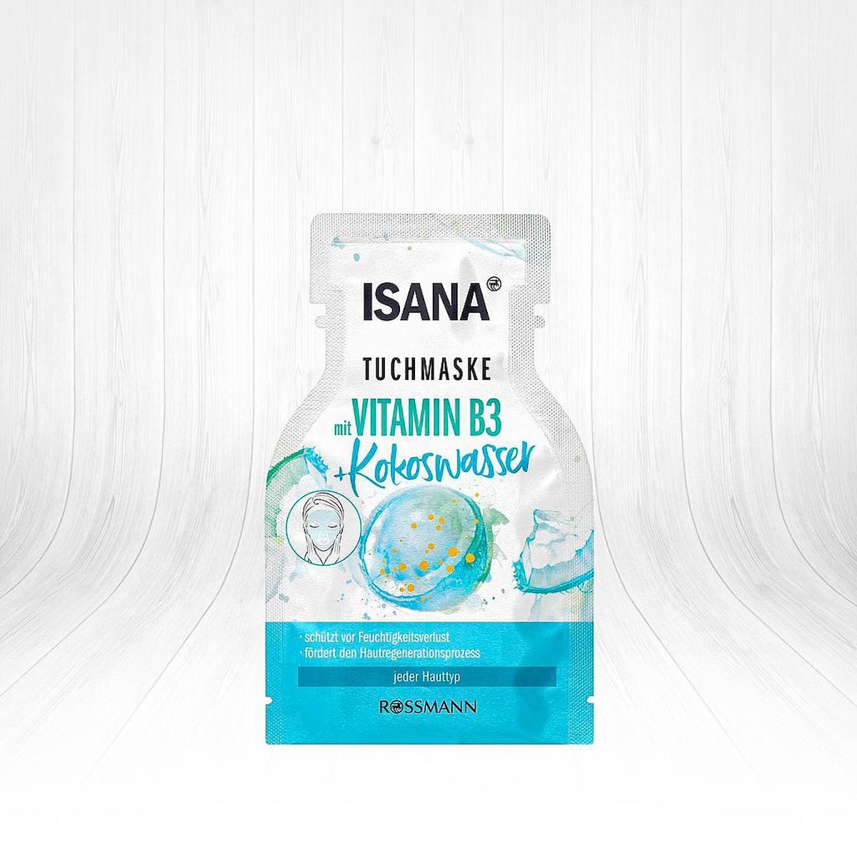 Isana mit Vitamin B3+Kokoswasser Nemlendirici Kağıt Yüz Maskesi 1 Adet