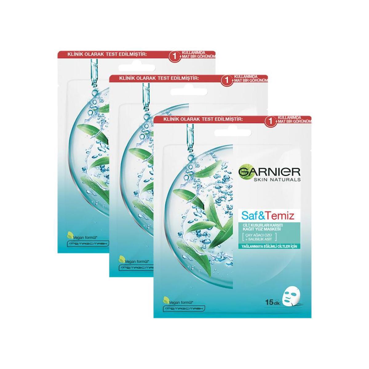 Garnier Saf ve Temiz Kağıt Yüz Maskesi 3x1 Adet