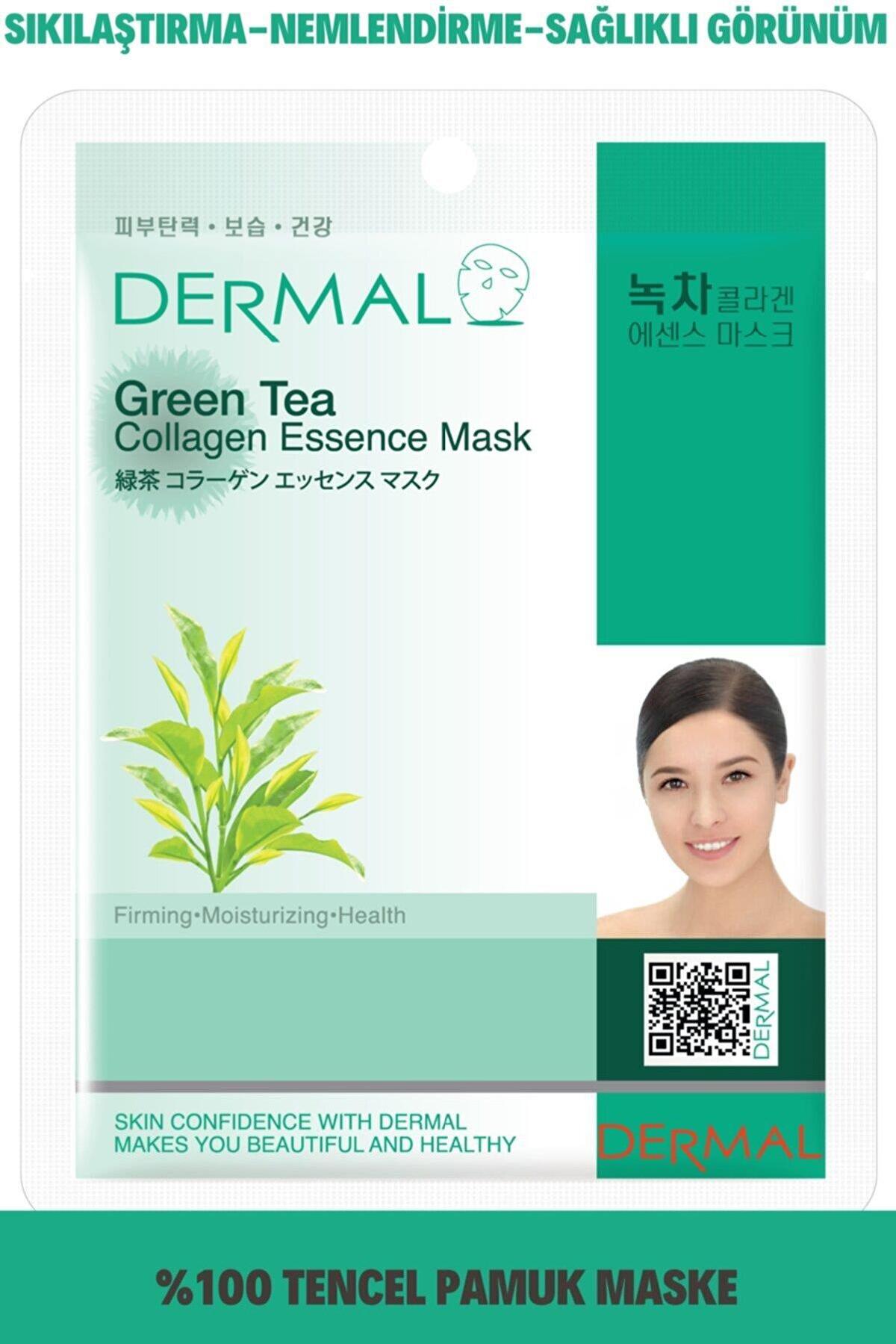 Dermal Collagen Essence Yeşil Çay Özlü Nemlendirici Kağıt Yüz Maskesi 23 gr