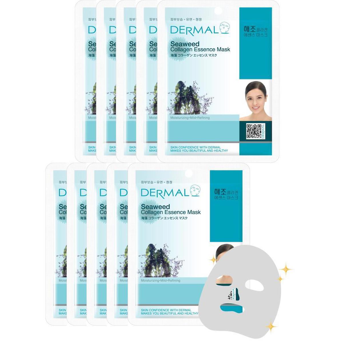 Dermal Collagen Essence Deniz Yosunu& Kolajen Özlü Kağıt Yüz Maskesi 10 Adet