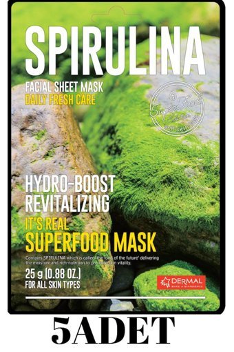 Dermal It's Real Superfood Spirulina Kağıt Yüz Maskesi 5 Adet