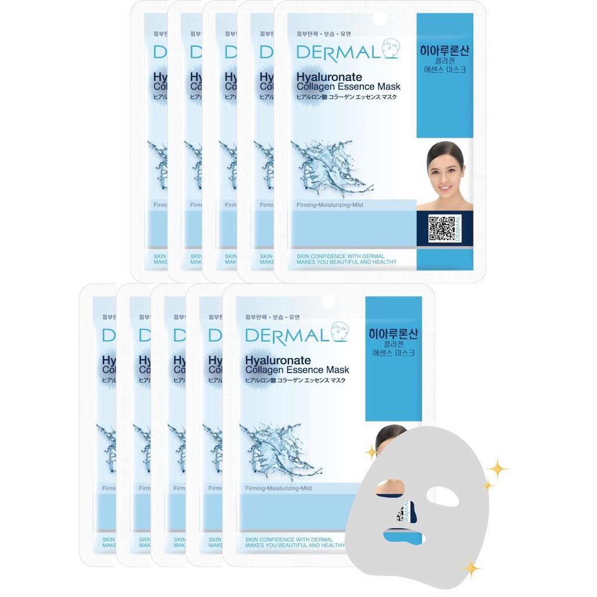 Dermal Collagen Essence Hyaluronate Kolajen Özlü Kağıt Yüz Maskesi 10 Adet