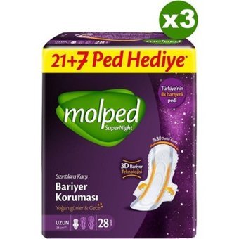 Molped SuperNight İnce 28'li Hijyenik Ped 3 Adet