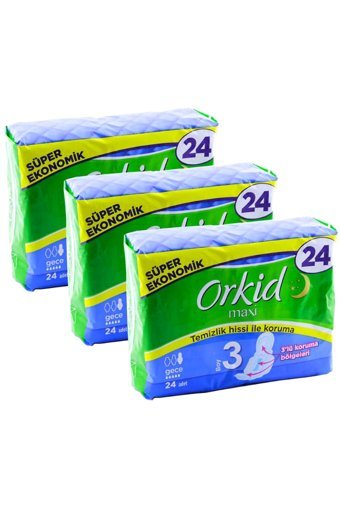 Orkid Maxi İnce 24'lü Hijyenik Ped 3 Adet