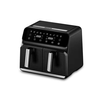 Rexon Dual-Cooker Airfryer 8 lt İki Hazneli Led Ekranlı Yağsız Sıcak Hava Fritözü Siyah