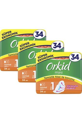 Orkid Maxi İnce 34'lü Hijyenik Ped 3 Adet