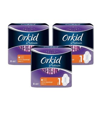 Orkid Platinum İnce 8'li Hijyenik Ped 3 Adet