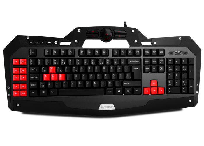 Everest DLK-5110 Türkçe Q 104 Tuşlu Red Switch Kablolu Siyah Gaming Klavye