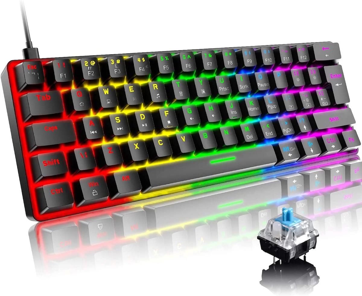 Taha T60 Türkçe Q 61 Tuşlu Blue Switch Kablolu Siyah Gaming Klavye