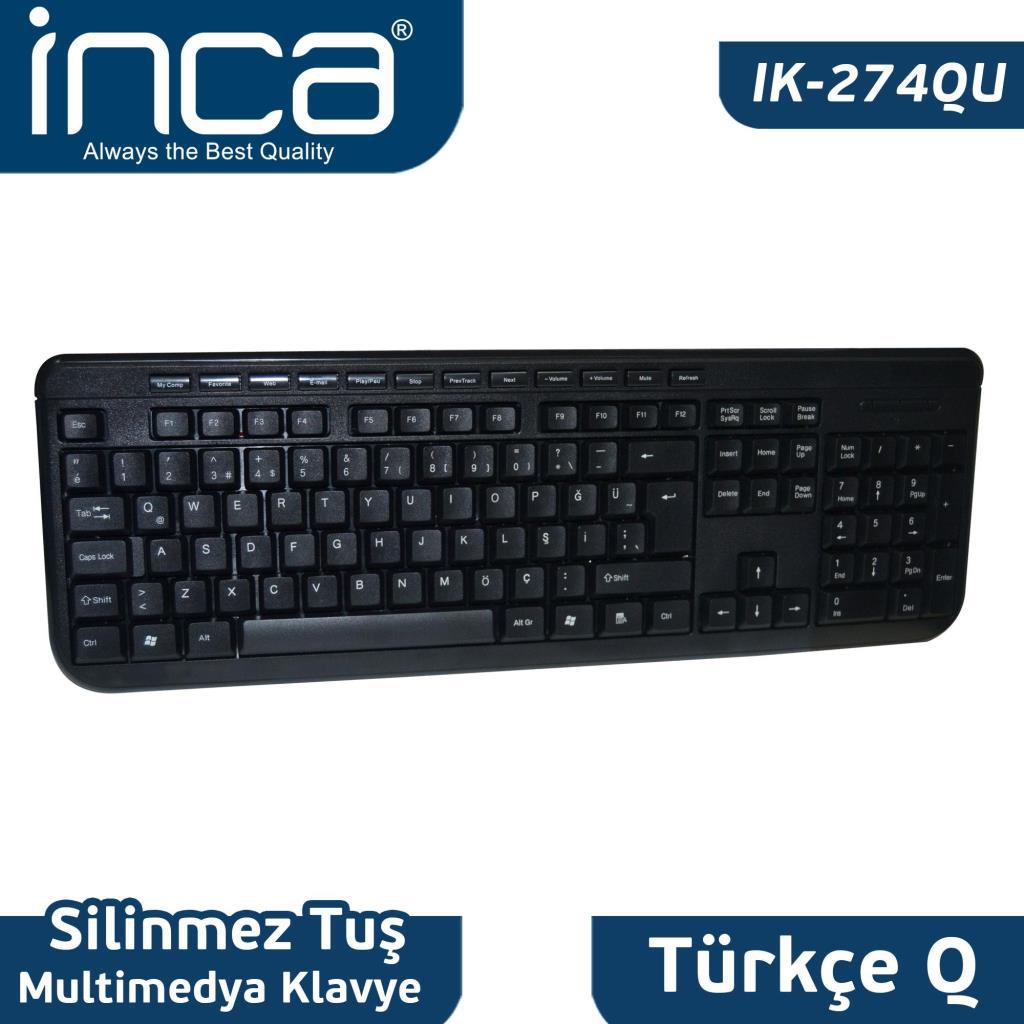 Inca IK-274QU Türkçe Q 108 Tuşlu Kablolu Siyah Normal Klavye