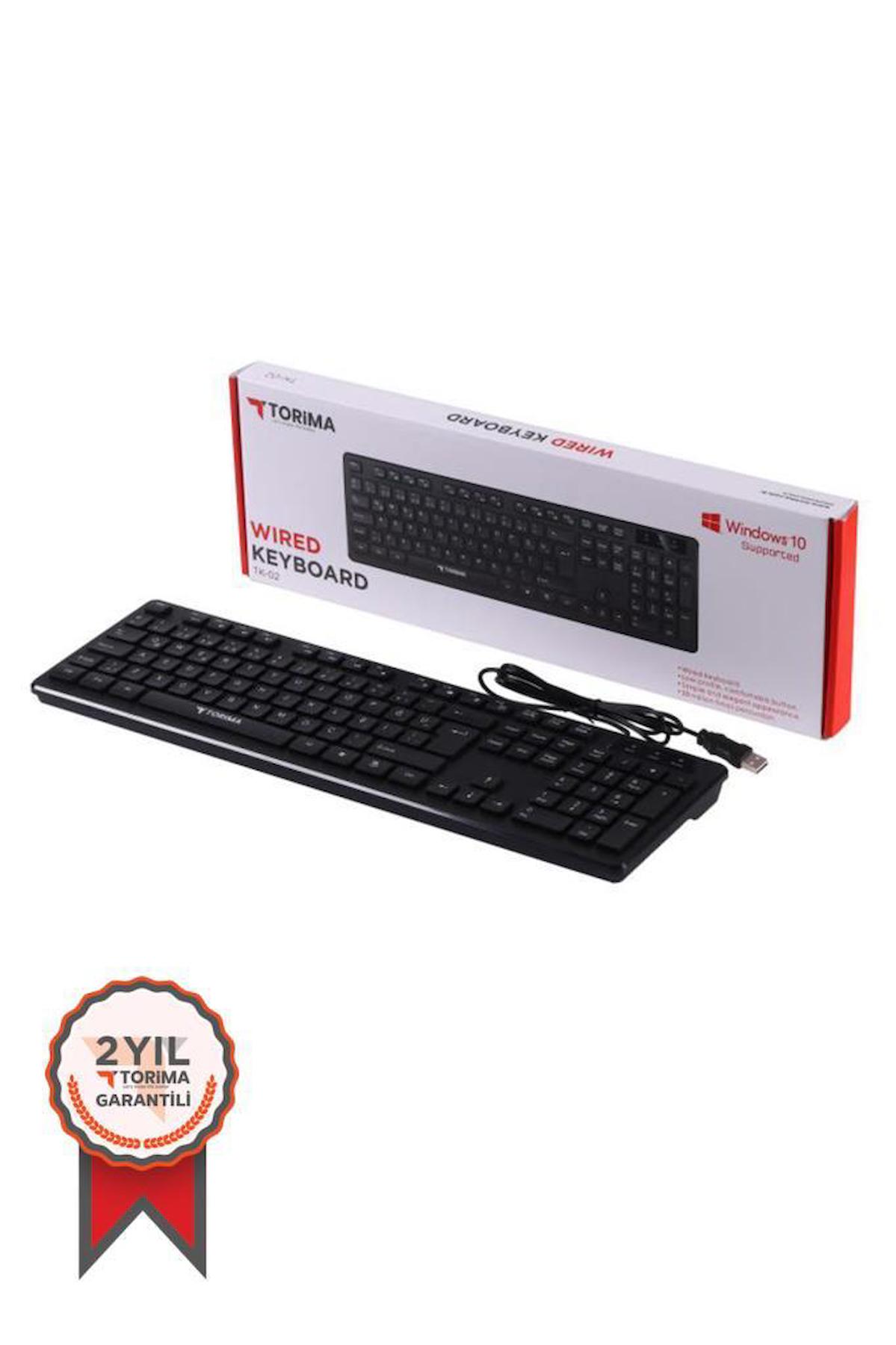 Torima TK-02 Türkçe Q 104 Tuşlu Kablolu Siyah Normal Klavye