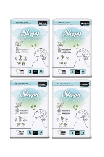 Sleepy Bio Natural Premium Plus Organik İnce 18'li Hijyenik Ped 4 Adet