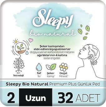 Sleepy Bio Natural Premium Plus İnce 32'li Hijyenik Ped 24 Adet