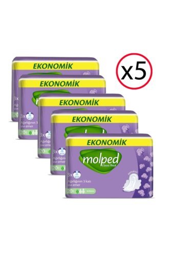 Molped Kanatlı İnce 20'li Hijyenik Ped 5 Adet
