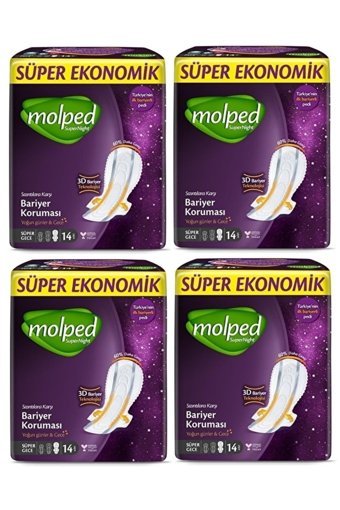 Molped SuperNight İnce 14'lü Hijyenik Ped 4 Adet