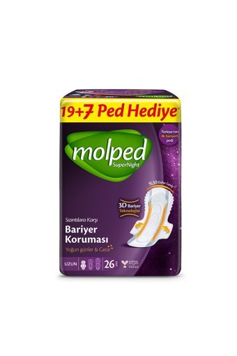 Molped SuperNight İnce 26'lı Hijyenik Ped 1 Adet
