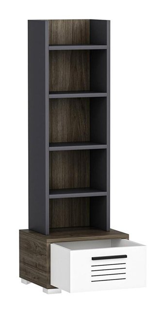 Demonte Decor 6 Bölmeli Çekmeceli 4 Raflı Suntalam 140 cm Antrasit Kitaplık