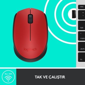 Logitech M171 Kablosuz Kırmızı Optik Mouse
