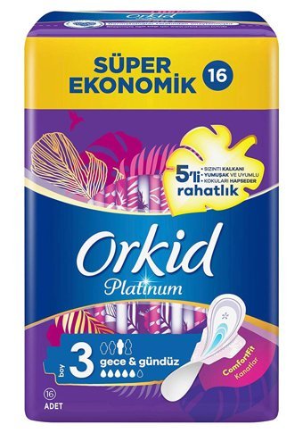 Orkid Platinum Süper Ekonomik Paket Gece 16'lı Hijyenik Ped 1 Adet