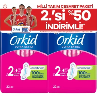 Orkid Milli Takım Cesaret Paketi Ultra Extra Uzun 44'lü Hijyenik Ped 2 Adet