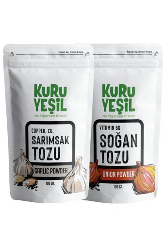 Kuru Yeşil Vegan Sarımsak Tozu - Soğan Toz 100 gr