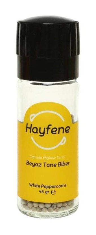 Hayfene Vegan Beyaz Biber Tane 45 gr Değirmenli
