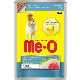Me-o Pirinçli - Tavuklu - Ton Balıklı Yetişkin Yaş Kedi Maması 80 gr