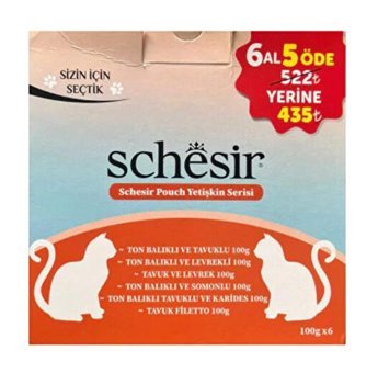 Schesir Deniz Mahsulleri Serisi Deniz Mahsulleri Yetişkin Yaş Kedi Maması 6x85 gr