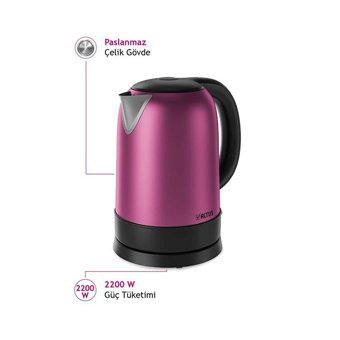 Altus AL 728 Çelik 1.7 lt 2000 W Işıklı Retro Pembe Kettle