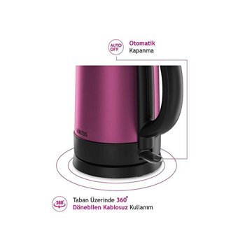 Altus AL 728 Çelik 1.7 lt 2000 W Işıklı Retro Pembe Kettle