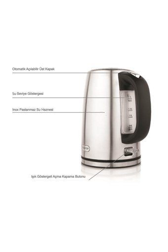 Schafer Küchenchefs Çelik 1.7 lt 2200 W Klasik İnox Kettle