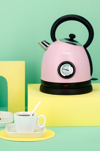 Emsan Turtle Çelik 1.8 lt 2200 W Işıklı Retro Pembe Kettle