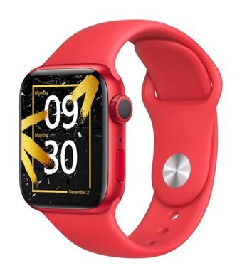 Wiwu SW01 SE Su Geçirmez 45 mm Silikon Kordon Kare Unisex Akıllı Saat Kırmızı