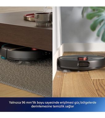 Philips HomeRun 3000 Serisi Aqua XU3000/01 Haritalı Hepa Filtreli 4000 Pa Siyah Robot Süpürge + Mop