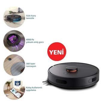 Philips HomeRun 3000 Serisi Aqua XU3000/01 Haritalı Hepa Filtreli 4000 Pa Siyah Robot Süpürge + Mop