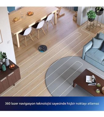 Philips HomeRun 3000 Serisi Aqua XU3000/01 Haritalı Hepa Filtreli 4000 Pa Siyah Robot Süpürge + Mop