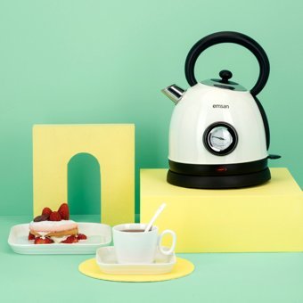 Emsan Turtle Çelik 1.8 lt 2200 W Işıklı Retro Krem Kettle