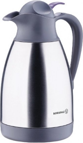 Korkmaz Satina Max Paslanmaz Çelik 1.5 lt Çaydanlık Termos Gri