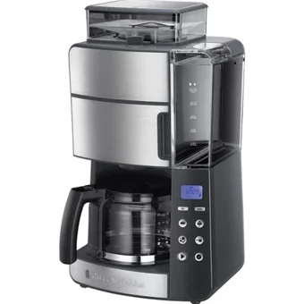 Russell Hobbs 25610-56 Grind & Brew Zaman Ayarlı Paslanmaz Çelik Filtreli Karaf 1.25 L Hazne Kapasiteli 10 Fincan 1000 W Siyah Filtre Kahve Makinesi