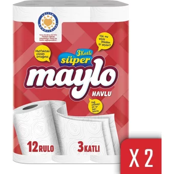 Maylo 3 Katlı 2x12'li Rulo Kağıt Havlu