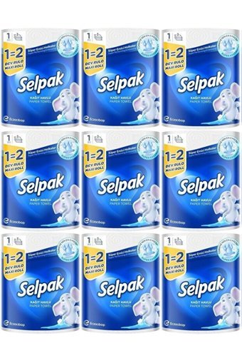 Selpak Dev Rulo 3 Katlı 9'lu Rulo Kağıt Havlu