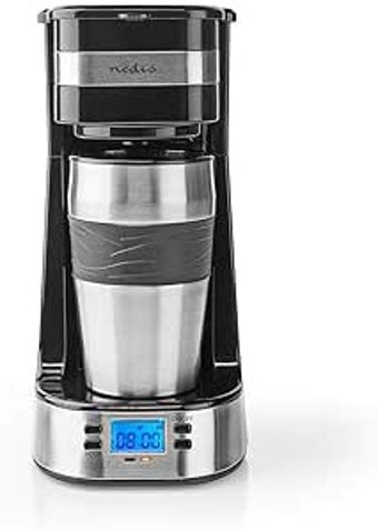 Nedıs Zaman Ayarlı Paslanmaz Çelik Filtreli Termoslu 0.42 L Hazne Kapasiteli 4 Fincan Mini 750 W Siyah Filtre Kahve Makinesi
